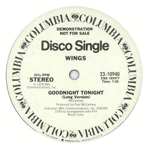 Paul McCartney and Wings Goodnight Tonight US Promo 12